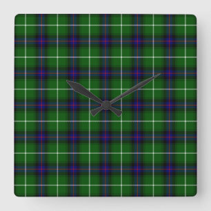 MacDonald tartan green blue plaid Square Wall Clock