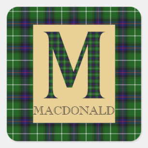 MacDonald Tartan Monogram M  Square Sticker