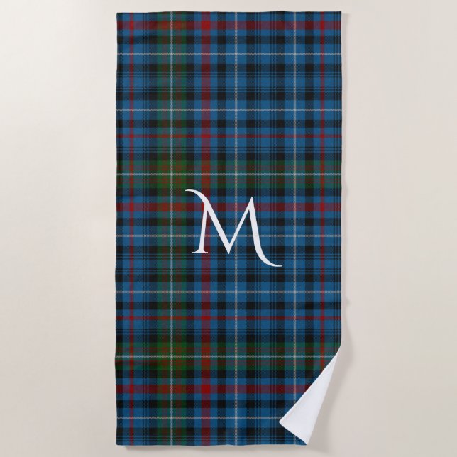 MacDonald Tartan Plaid Monogrammed Beach Towel (Front)