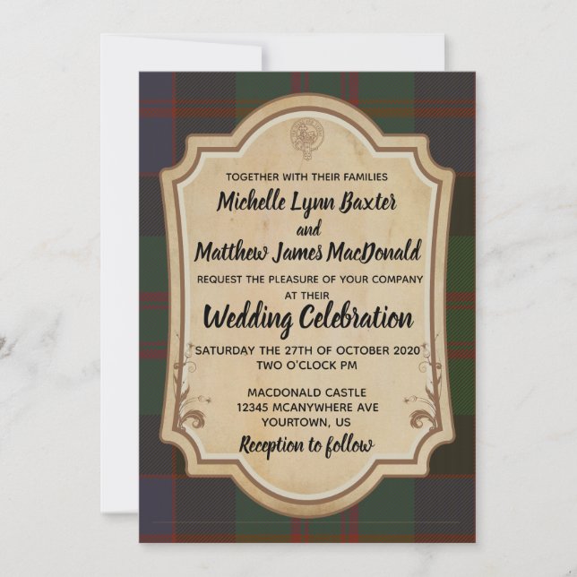 MacDonald Tartan Wedding Invitation (Front)