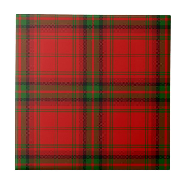 MacDougall tartan red green plaid Ceramic Tile (Front)