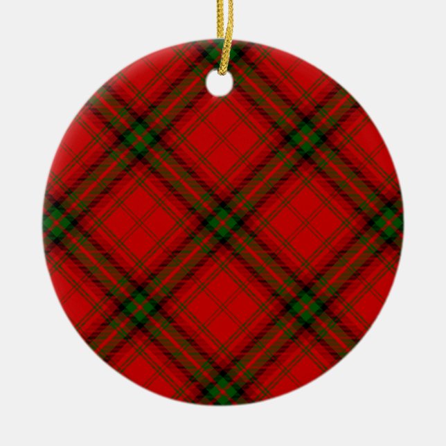 MacDougall tartan red green plaid Ceramic Tree Decoration (Front)