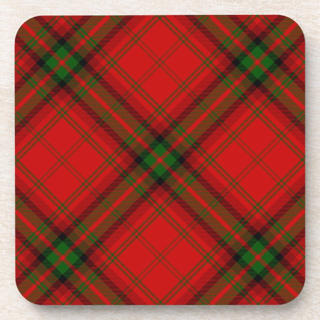 MacDougall tartan red green plaid Coaster (Front)