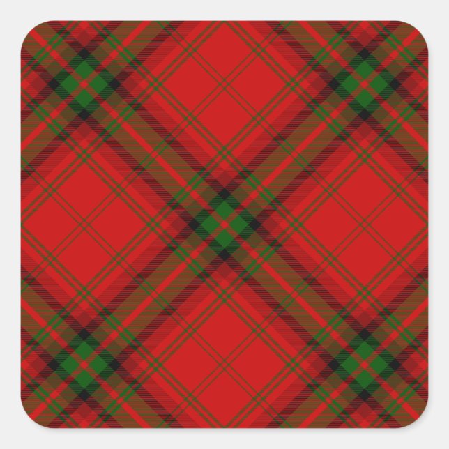 MacDougall tartan red green plaid Square Sticker (Front)