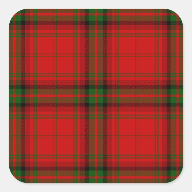 MacDougall tartan red green plaid Square Sticker (Front)
