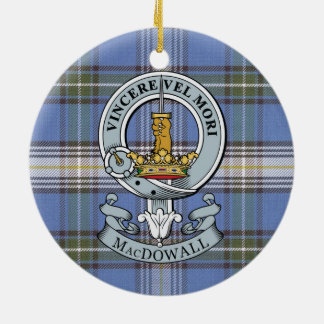 MacDowall Crest + Tartan Circle Ornament
