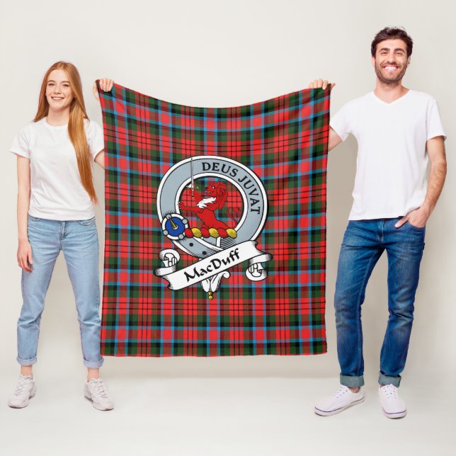 MacDuff Hunting Ancient Clan Badge Tartan Plaid Fleece Blanket (In Situ)