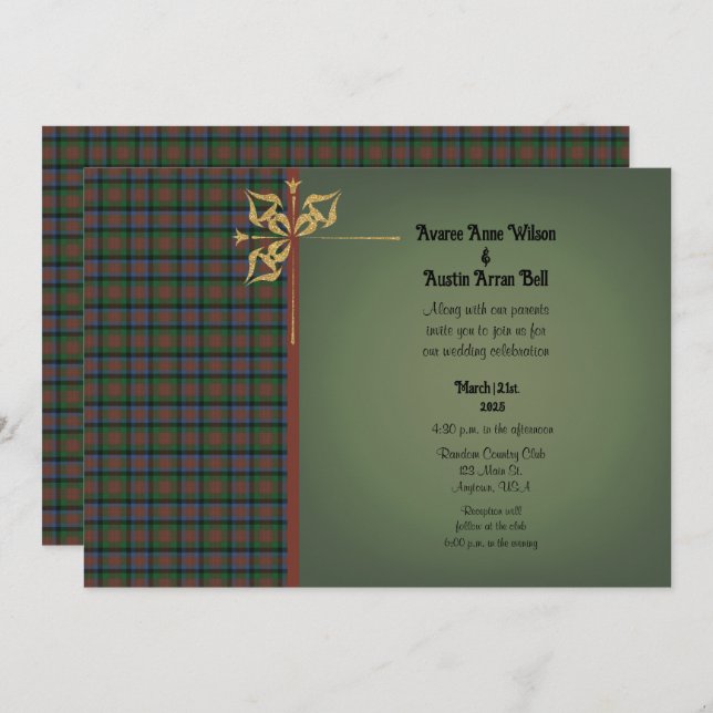 MacDuff Hunting Original Scottish Tartan Wedding Invitation (Front/Back)