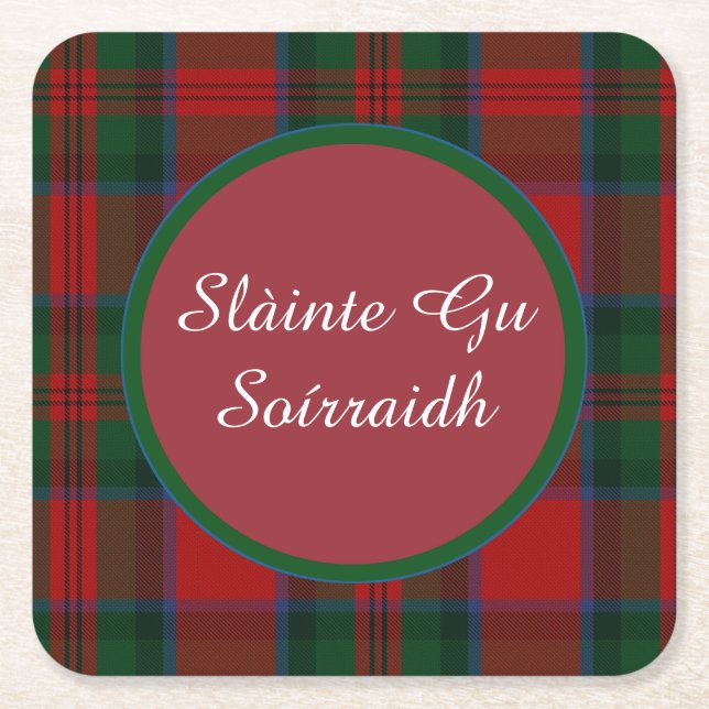 MacDuff Plaid Gaelic Toast Paper Coasters (Front)