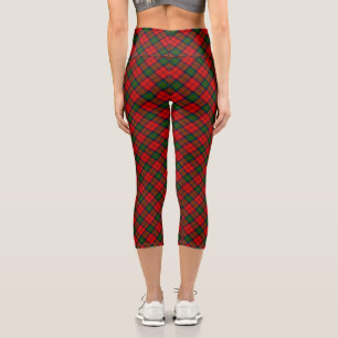 MacDuff tartan red green plaid Capri Leggings