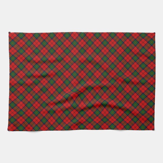 MacDuff tartan red green plaid Tea Towel (Horizontal)