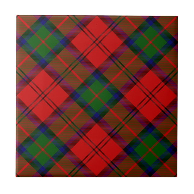 MacDuff tartan red green plaid Tile (Front)