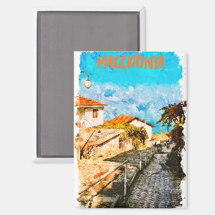 Macedonia Balkan Watercolor Travel Magnet