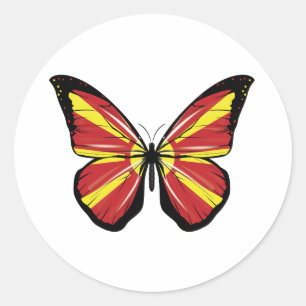 Macedonia Butterfly Flag Classic Round Sticker