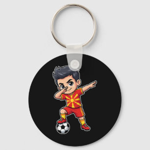 Macedonia Dab Kid Goal Cartoon Macedonian Flag For Key Ring