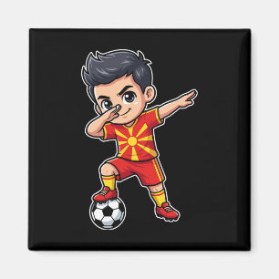 Macedonia Dab Kid Goal Cartoon Macedonian Flag For Magnet