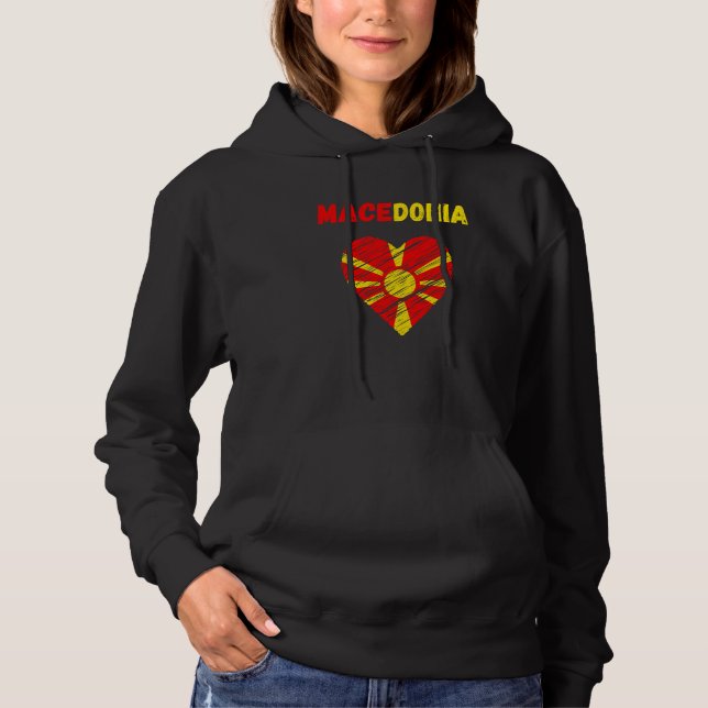 Macedonia Flag Holiday Macedonia Heart Macedonian  Hoodie (Front)