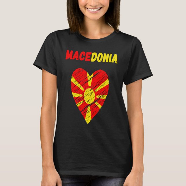 Macedonia Flag Holiday Macedonia Heart Macedonian  T-Shirt (Front)