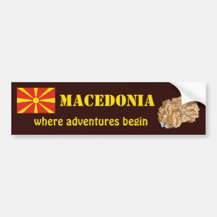 Macedonia Flag + Map Bumper Sticker