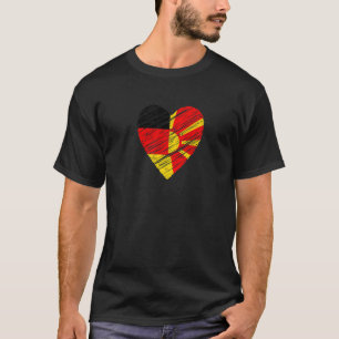 Macedonia Germany Heart German Flag Macedonian Fla T-Shirt