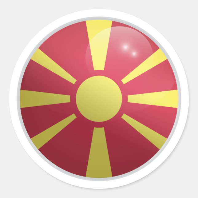 Macedonia Glossy Circle Flag  Classic Round Sticker (Front)