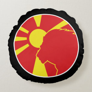 Macedonia Lion Macedonian National Animal Flag Round Cushion