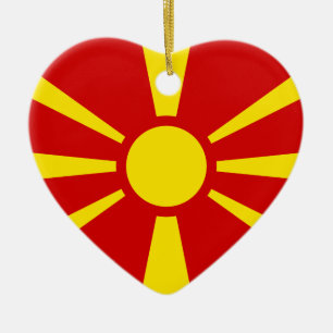 Macedonia, Luxembourg flag Ceramic Tree Decoration