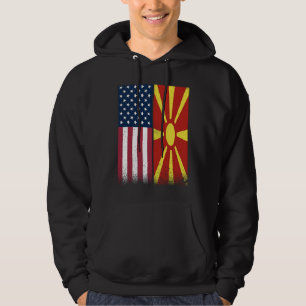 Macedonia Macedonian American Flags Proud USA Hoodie
