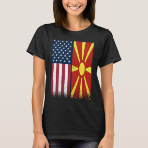 Macedonia Macedonian American Flags Proud USA T-Shirt