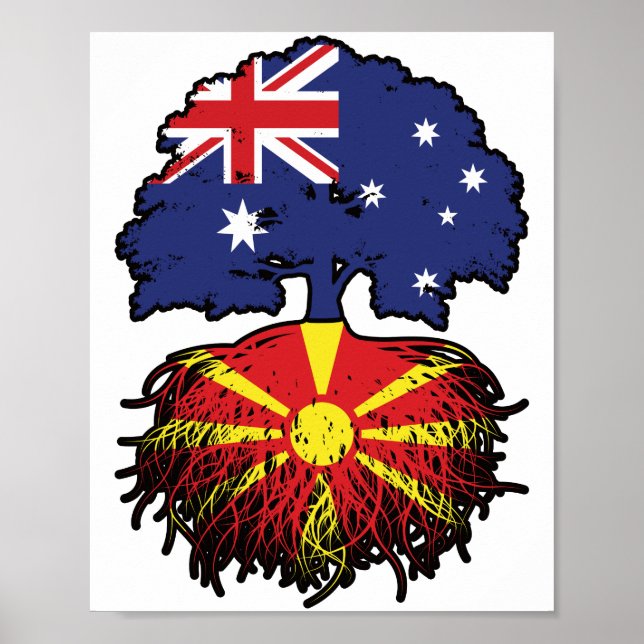 Macedonia Macedonian Australian Australia Tree Poster (Front)