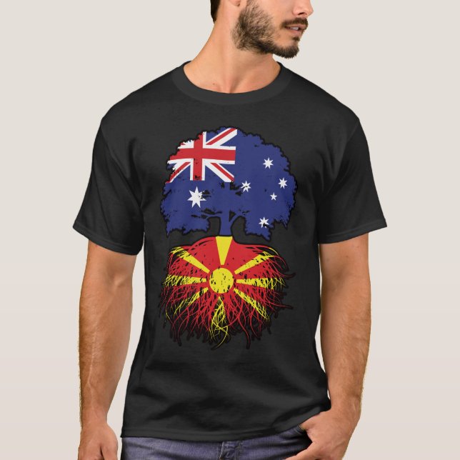 Macedonia Macedonian Australian Australia Tree T-Shirt (Front)