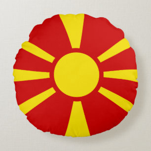 Macedonia (Macedonian) Flag Round Cushion
