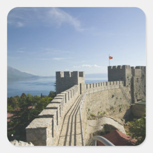 MACEDONIA, Ohrid. Car Samoil's Castle - Castle Square Sticker