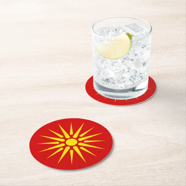 Macedonia Round Paper Coaster (Insitu)