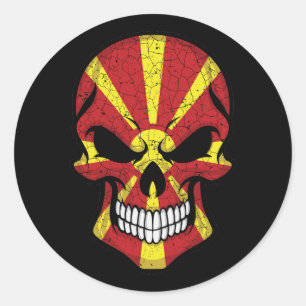 Macedonia Smiling Skull Flag Classic Round Sticker