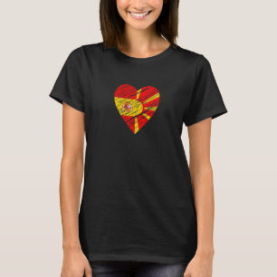 Macedonia Spain Heart Spanish Flag Macedonian Flag T-Shirt