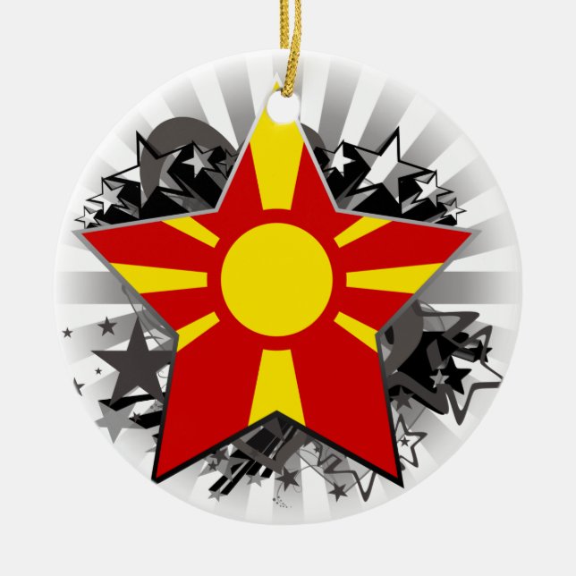 Macedonia Star Ceramic Ornament (Front)