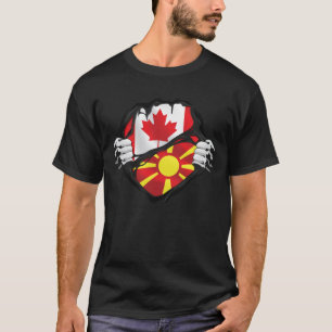 Macedonian Canadian Hands Ripped Roots Flag  T-Shirt