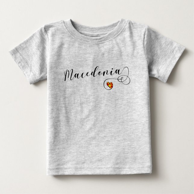 Macedonian Flag Heart, Macedonia Baby T-Shirt (Front)