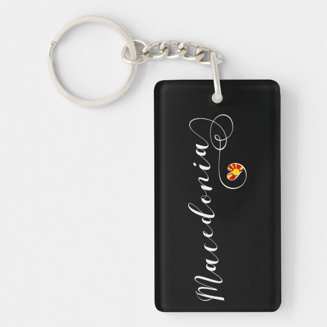 Macedonian Flag Heart, Macedonia Key Ring (Front)