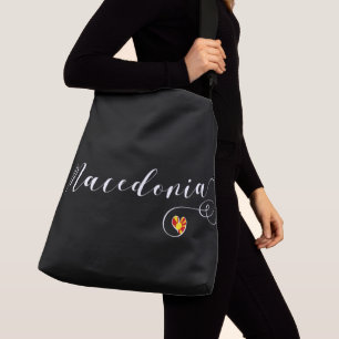 Macedonian Flag In Heart, Macedonia Crossbody Bag