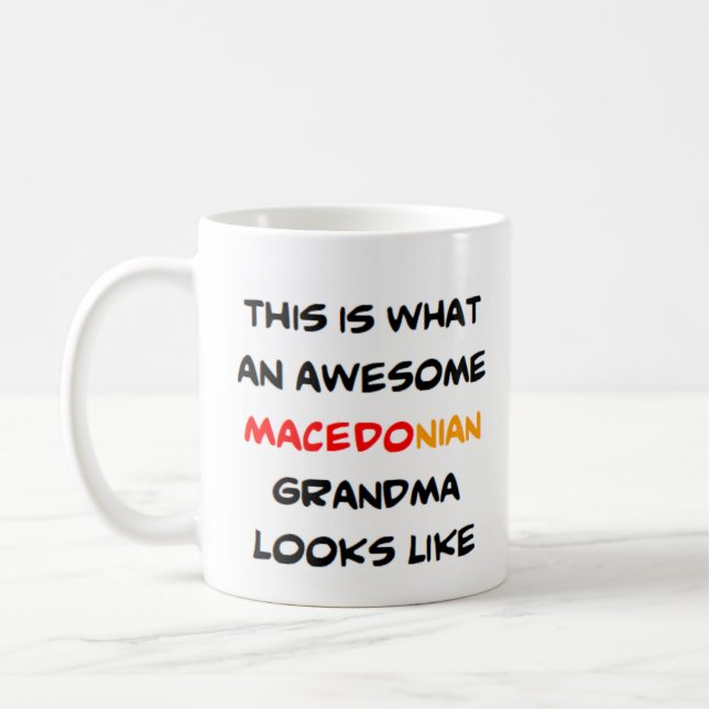 macedonian grandma, awesome coffee mug (Left)