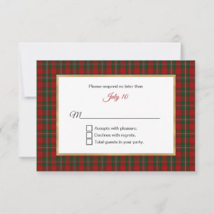 MacFarland Tartan Plaid Wedding RSVP Card