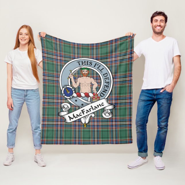 MacFarlane Hunting Modern Clan Badge Tartan Plaid Fleece Blanket (In Situ)