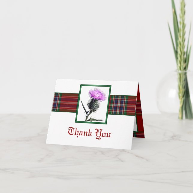 MacFarlane Tartan and Thistle Thank You Card (Front)