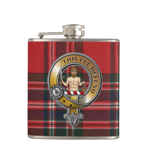 MacFarlane Tartan & Badge Hip Flask