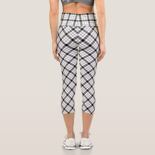 MacFarlane tartan black white plaid Capri Leggings