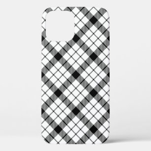 MacFarlane tartan black white plaid iPhone 12 Case