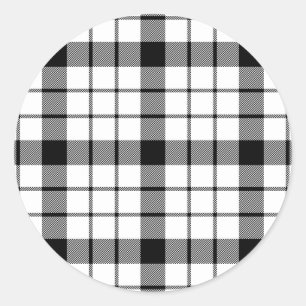 MacFarlane tartan black white plaid Classic Round Sticker