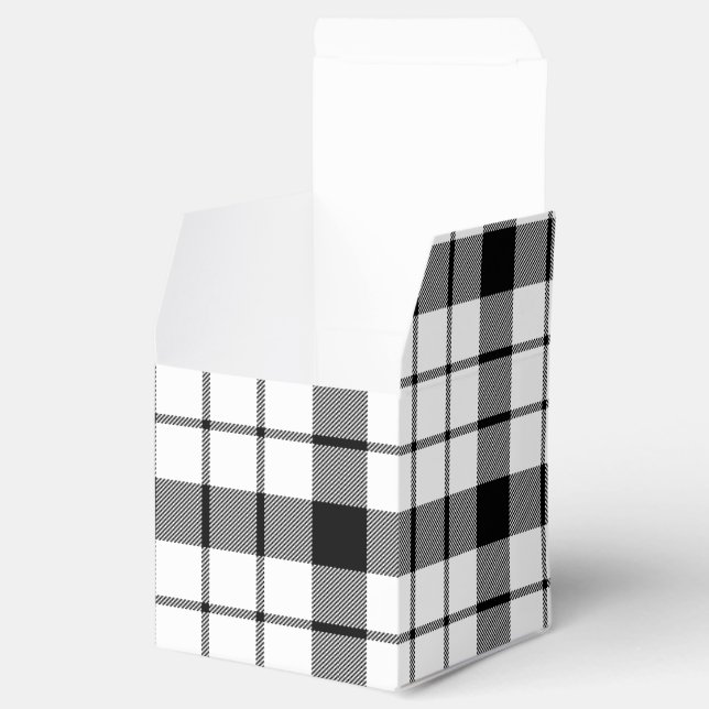 MacFarlane tartan black white plaid Favour Box (Opened)